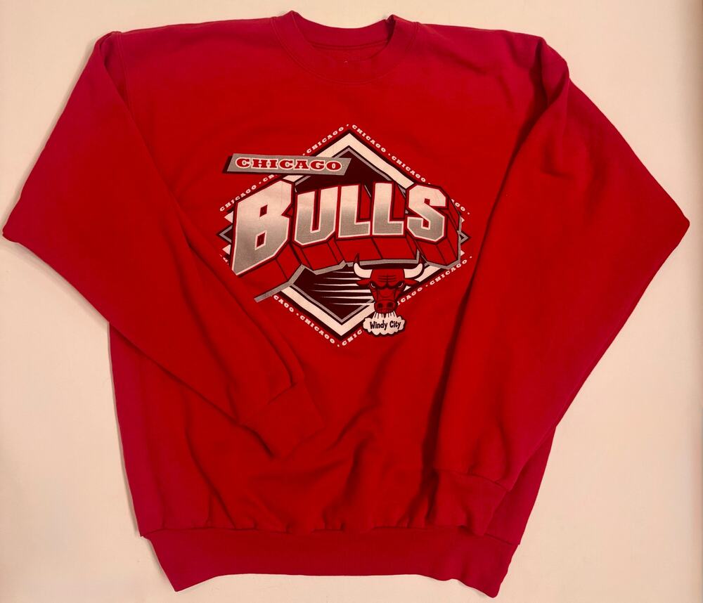 Vintage Chicago Bulls Windy City Crewneck Sweatshirt Size L Red